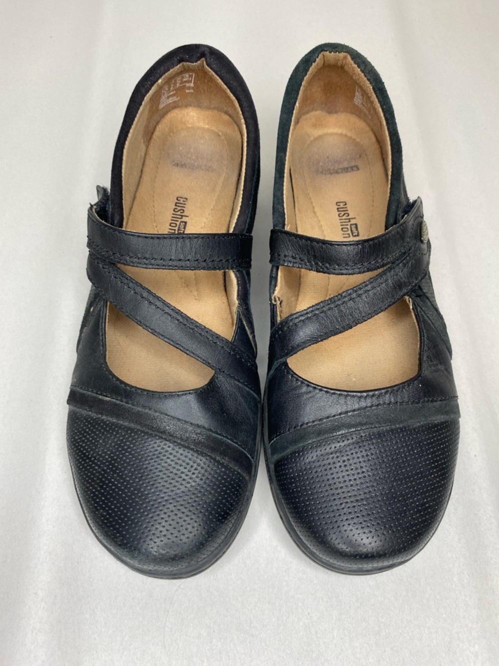 Clarks Black Leather Mary Jane Comfort Flats Cushion Soft Size 8